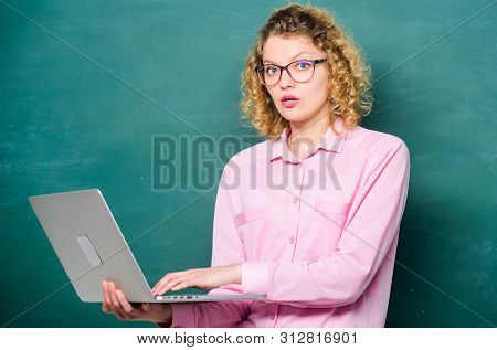 Online School. Online Course. School Teacher Notebook Chalkboard Background. Informatics And Program
