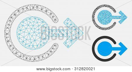 Mesh Logout Model With Triangle Mosaic Icon. Wire Carcass Polygonal Mesh Of Logout. Vector Compositi