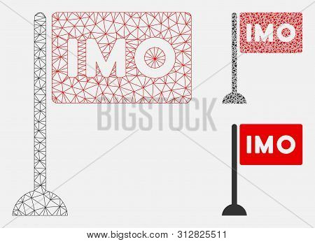 Mesh Imo Flag Model With Triangle Mosaic Icon. Wire Frame Triangular Mesh Of Imo Flag. Vector Mosaic