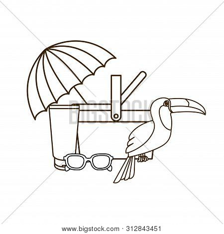 Silhouette Of Toucan On White Background Vector Illustration Design