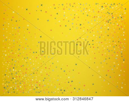 Yellow Color Background. Stars Confetti. Minimal Colorific Theme. Stars Confetti. Background Confett