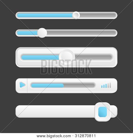 Web Buttons, Vector Interface Sliders Of Collection. Button Slider Round For App Interface Illustrat