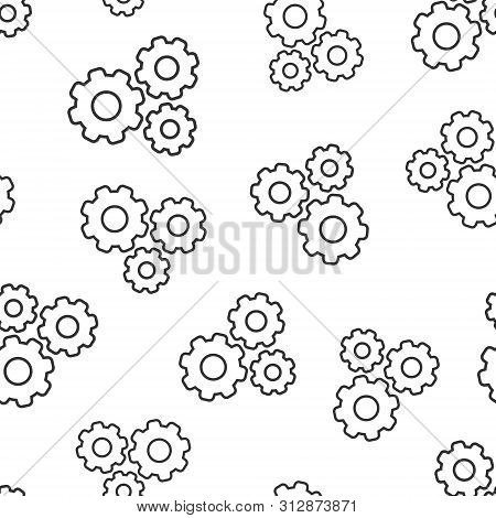Gear Vector Icon Seamless Pattern Background. Cog Wheel Illustration On White Background. Gearwheel 