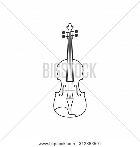 Classical Violin Black And White Icon. Isolated Vector String Ill.