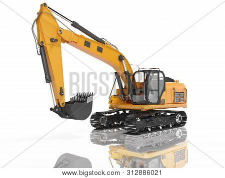 Construction Equipment One Bucket Excavator With Hydraulic Mechpatoy On Metal Driven Tracked 3d Rend