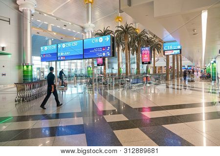 DUBAI, UAE - CIRCA JANUARY, 2019: interior shot of Dubai International Airport. 