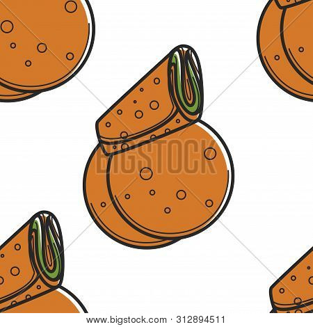 Bakery Product Armenian Pita Bread Or Lavash Seamless Pattern