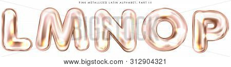 Perl Pink Foil Inflated Alphabet Symbols, Isolated Letters L-m-n-o-p