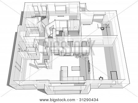 3D lejlighed skitse