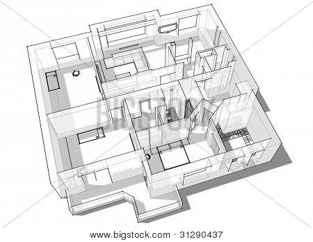 3D lejlighed skitse