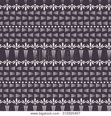 Art Nouveau Ornamental Flower Motif Jugenstil Style. Vector Seamless Pattern. Retro Floral Stripeste