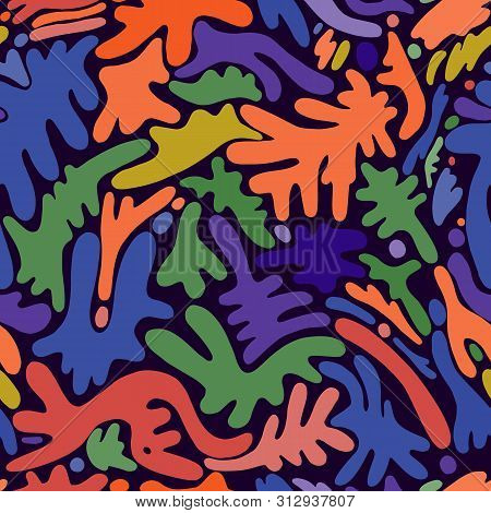 Abstract Vintage Pattern, With Decorative Many Different Shape Spots, Seamless Pattern, Isolated On 