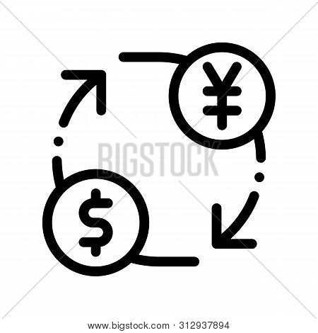 Currency Money Dollar Yen Vector Thin Line Icon. Online Money Transaction, Financial Internet Bankin