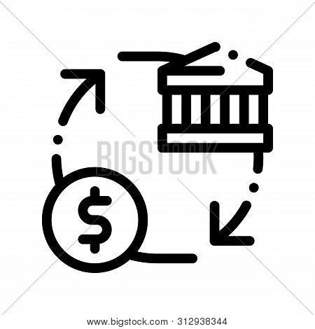 Monetisation Coin Cash Bank Vector Thin Line Icon. Online Bank Transactions, Secure Financial Paymen