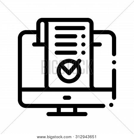 Computer Internet Payment Thin Line Icon. Online Transactions, Quittance Ticket Financial Internet B