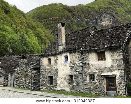 Traditional Architecture And Old Houses Of The Bignasco Village (the Maggia Valley Or Valle Maggia O
