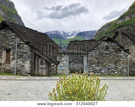 Traditional Architecture And Old Houses Of The Bignasco Village (the Maggia Valley Or Valle Maggia O