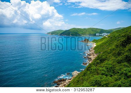 Coast Landscape, Sanya, Hainan Province, China, A Tropical Tourism Paradise In Southeat Asia. Aerial