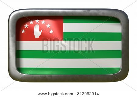 3d Rendering Of An Abkhazia Flag On A Rusty Sign Isolated On White Background
