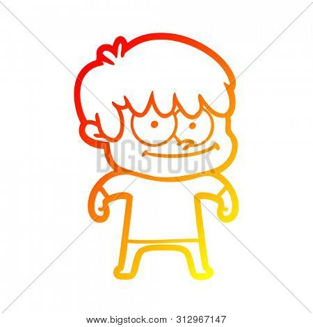 warm gradient line drawing of a happy cartoon man