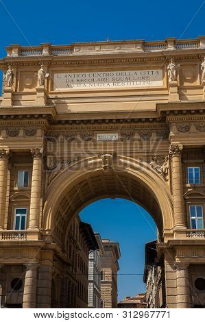 Republic Square And The Triumphal Arch In An Early Spring Day