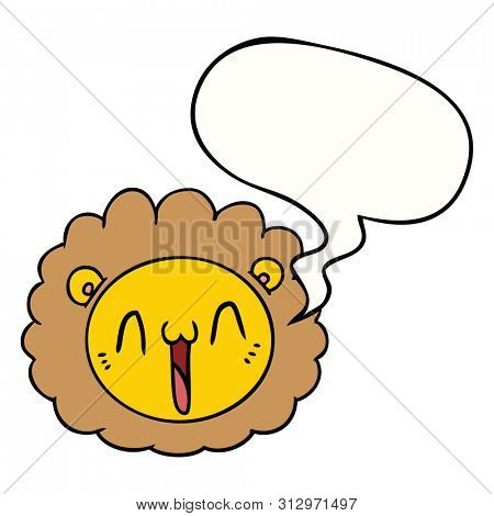 cartoon lion face with speech bubble