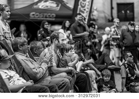 Sheffield, Uk - 20th July 2019: Street Performers At Tramlines 2019 Perform Live Shows For The Crowd
