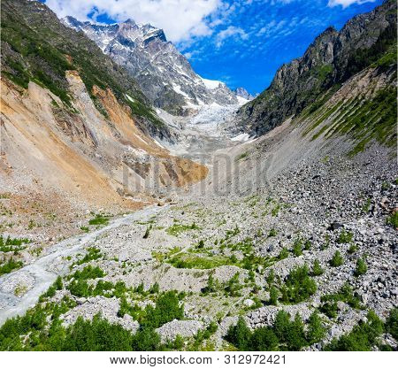 Caucasus Mountains On The Border Of Russia And Georgia. Chalaat Pass And Very Beautiful View Of The 