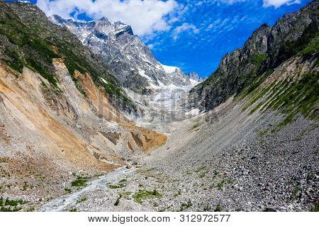 Caucasus Mountains On The Border Of Russia And Georgia. Chalaat Pass And Very Beautiful View Of The 