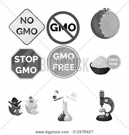 Bitmap Design Of Transgenic And Organic Symbol. Set Of Transgenic And Synthetic Stock Bitmap Illustr