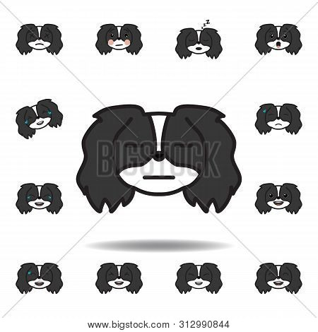 Pekingese Emoji Concerned Multicolored Icon. Set Of Pekingese Emoji Illustration Icons. Signs, Symbo