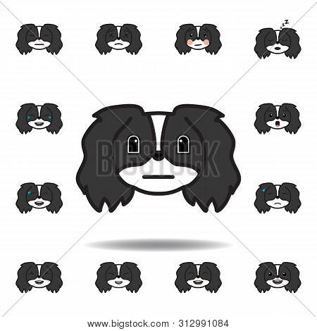 Pekingese Emoji Embrrassed Multicolored Icon. Set Of Pekingese Emoji Illustration Icons. Signs, Symb