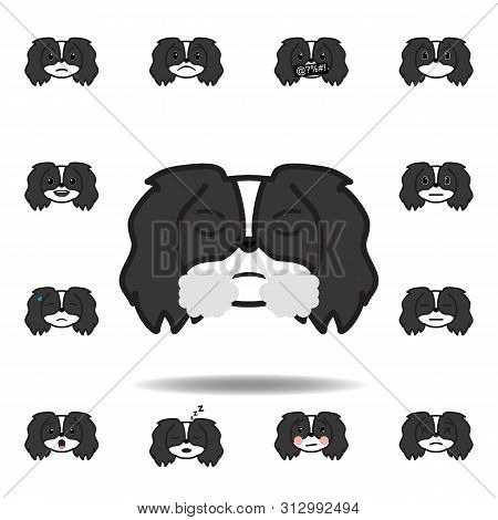 Pekingese Emoji Frustrated Multicolored Icon. Set Of Pekingese Emoji Illustration Icons. Signs, Symb