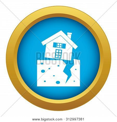 House After An Earthquake Icon Blue Vector Isolated On White Background For Any Design