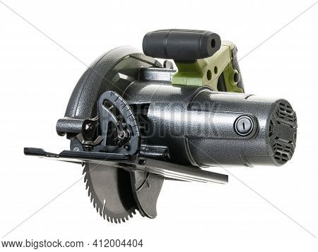 Circular Saw Blade For Work Wood On White Isolated Background With Clipping Patch