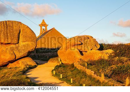 Old Building In Brittany Near Ploumanach, France.