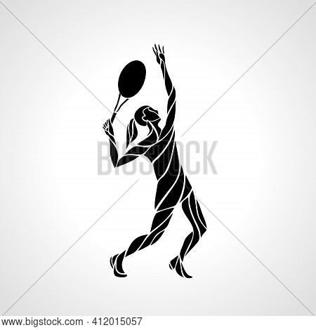 Tennis Player Female Stylized Abstract Vector Silhouette