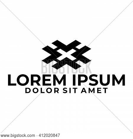 Initial Letter H Or X Logo Template With Geometric Cross Road Illustration In Flat Design Monogram S