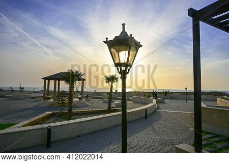 Lantern On The Family Park At Sunset Beautiful Landscape Wallpaper Hd