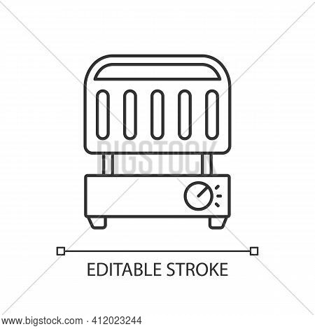 Electric Grill Linear Icon. Indoor Barbecue Machine. Prepare Steak. Small Kitchen Appliance. Thin Li