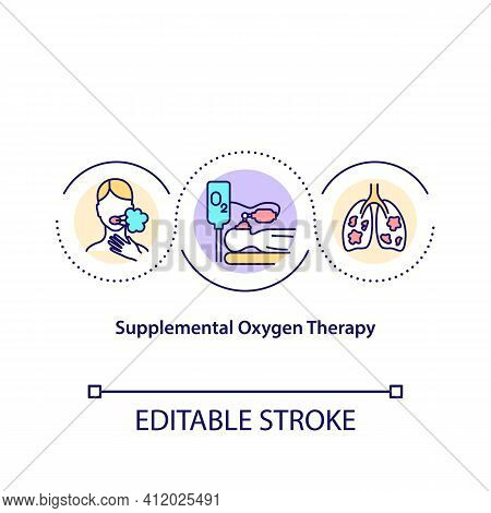 Supplemental Oxygen Therapy Concept Icon. Use Of Oxygen As Medical Treatment Of Corona Virus. Pandem