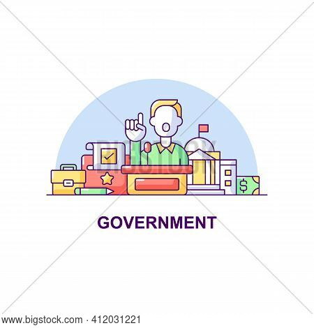 Goverment Creative Ui Concept Icon. Public Administration Authorities Abstract Illustration. Politic