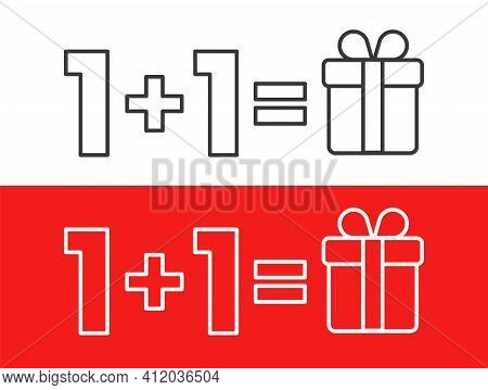 One Plus One Equals Three, Get One Free As A Gift, Sale Promotion, Linear On Red Backdrop