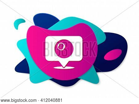 Color Map Pointer With Billiard Pool Snooker Ball With Number 8 Icon Isolated On White Background. A