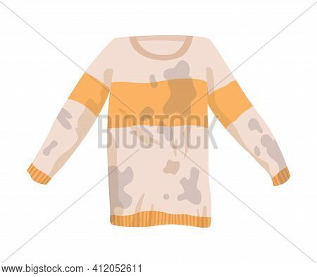 Dirty Clothes. Grease Stained Tshirt. Laundry Mud Stains On Garments. Uncleanliness T-shirt. Symbol 