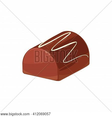 Chocolate Candy With Praline And Ganache Filling Isolated Food. Vector Candy With Praline And Ganach