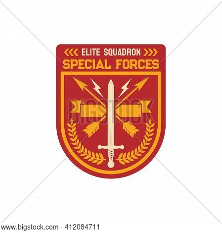Special Forces Elite Squadron Chevron, Infantry Troops Military Squad With Crossed Arrows, Heraldry 