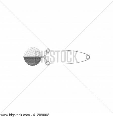 Brewing Or Infusing Basket Isolated Tea Strainer Icon. Vector Sterling Silver Or Stainless Steel Bre
