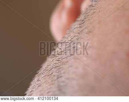 Freshly Cut Beard Sideburns In Front Of The Ear
