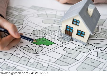 Land Development Map. Developer With Project Plot